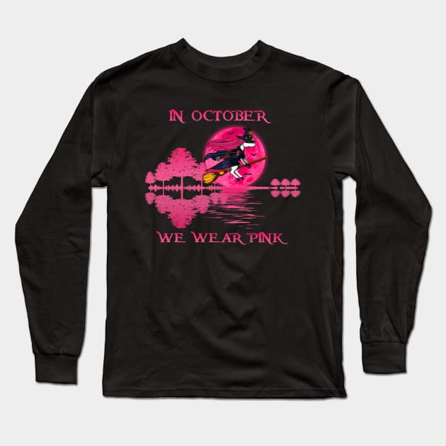 Unicorn Witch In October We Wear Pink Guitar Shadow Long Sleeve T-Shirt by Magazine